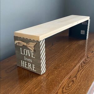 Wooden Shelf with Love Lives Here Sign
